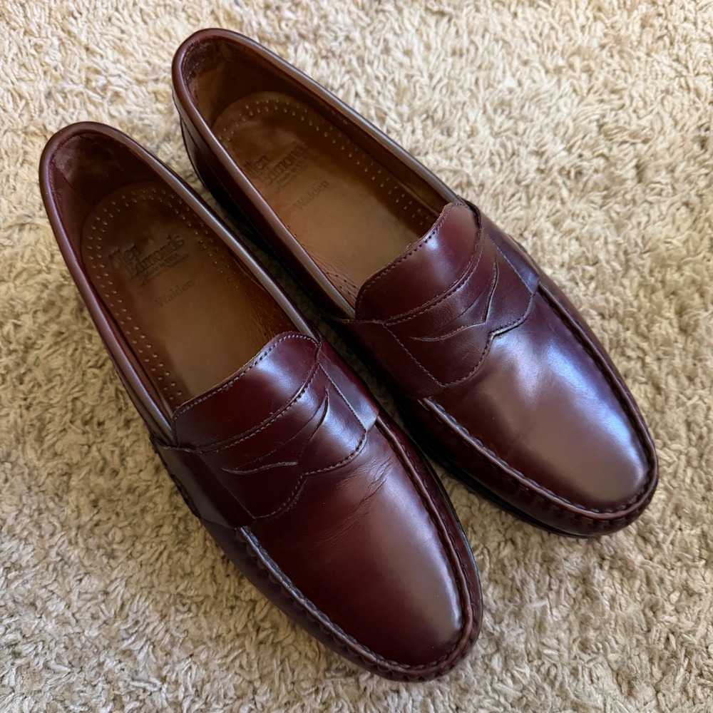 Allen Edmonds Walden Penny Loafer Mens 9 D Burgundy Leather Dress Shoes 42477